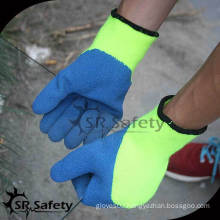 SRSAFETY 7G Acrylic Nappy Knitted gloves with coated latex,winter use working gloves cotton